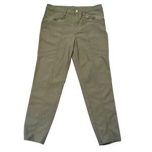 Lisa Rinna Collection Army Green Stretchy Performance Moto Ankle Pants Size 8